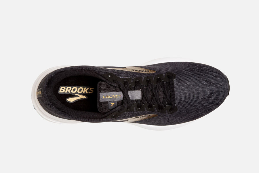 Brooks Running Shoes Mens Black/Gold - Launch 7 Road - 9168-XEWMD